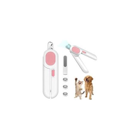 Tondeuse à Ongles pour Animaux Domestiques avec Lumière LED, Coupe-Griffes Professionnel Anti-Éclaboussures, pour Chats et Petits Animaux de Petite et Moyenne Taille, Rose (1/5)