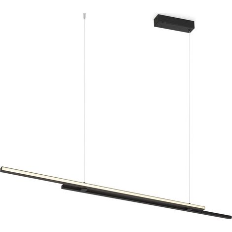 Maytoni Halo Plafonnier suspendu moderne de 150 cm, noir, 1 100 lm, abat-jour blanc (1/4)