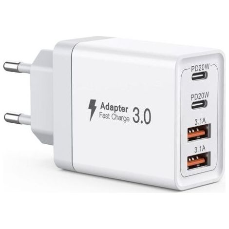 Caricabatterie USB-C, Blocco di Carica USB-C 40W, 4-Port, Blocco di Ricarica Veloce Dual-Port PD+QC Muro, multiporta di Tipo C, Rapido di Ricarica per iPhone 11/12/13/14/15/Pro Max/iPad/Samsung/Androi (1/5)