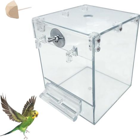 1 Boîte de bain pour oiseaux,Design sans fuite,Acrylique épaissi,Pierre molaire incluse,Cage perroquet canari (1/5)