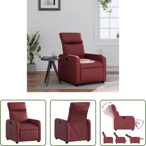 vidaXL Sillón reclinable de cuero sintético rojo tinto (1/5)