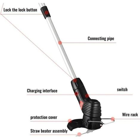 Tondeuse À Gazon - Sans Fil - 13000 Tr/Min - Pour Jardin Petit Et Moyen - 750 G - Noir - 1 Pièce (1/4)