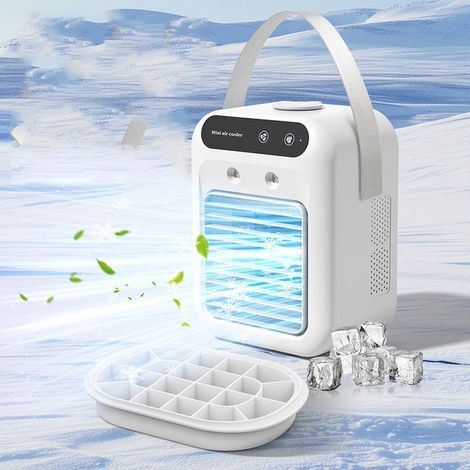 Mini ventilateur climatiseur, refroidissement silencieux, avec fonction de pulvérisation d'eau glacée, chargement USB.