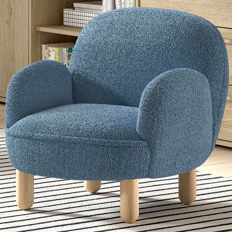 Fauteuil pour enfants Rocky - 56x54x49cm - tissu bouclé bleu (1/5)