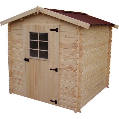 Habrita – Abri de jardin en sapin massif 20 mm – Surface 4,08 m2 – Toit en plaques ondulées – Montage facile sans plancher