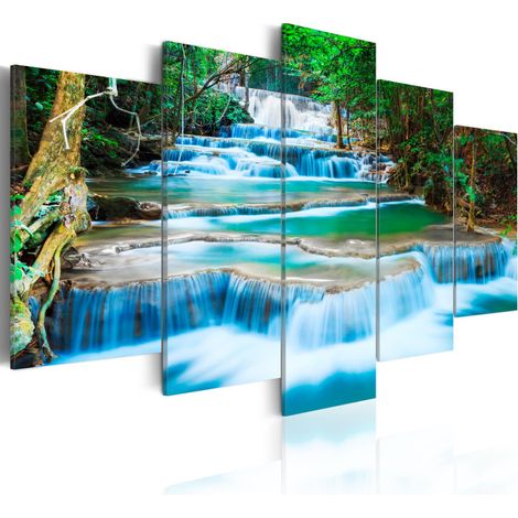 Tableau "Cascade Bleue à Kanchanaburi, Thaïlande" 50 x 100 cm (1/2)