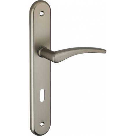 THIRARD - Ensemble de poignées pour porte de chambre Vesta trou de clé, carré 7mm, entr'axes 195mm, nickelé satiné - THIRARD