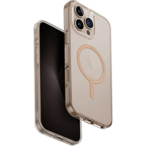 Funda Uniq Clario para iPhone 16 Pro Max con carga Magclick, transparente/dorada. (1/3)