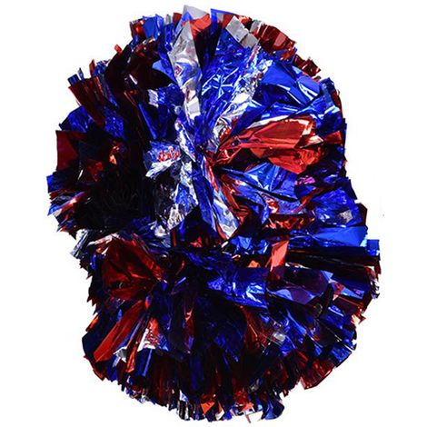 Pompons de cheerleading argent, rouge, bleu pour danse et compétitions sportives scolaires