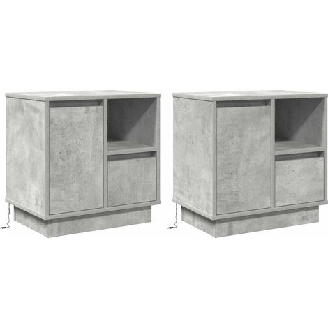 Nachttisch 2 pcs Beton Grau 50 x 34,5 x 50 cm Holzwerkstoff