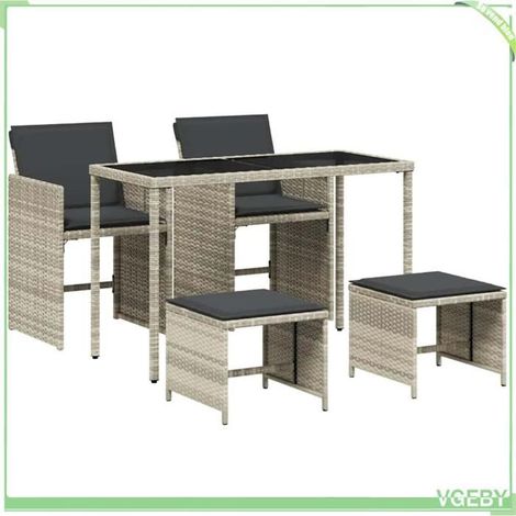 Ensemble à manger de jardin - FAFEICY - 365087 - 5 pcs - gris clair - coussins anthracite - rangement compact (1/5)