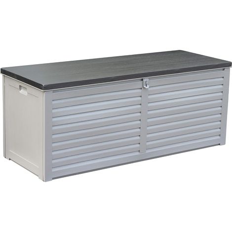 Coffre de jardin en polypropylène et acier 390L – Dimensions 143,5x53,4x56,8 cm – Siège confortable pour 2 personnes – Verrouillable – Bricoshop24 (1/3)