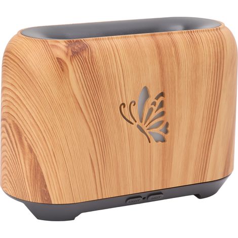 Diffuseur de flamme 150 ml, humidificateur anti-sécheresse, fonctionnement silencieux, aspect bois clair avec 7 lumières colorées pour chambre et bureau (1/5)