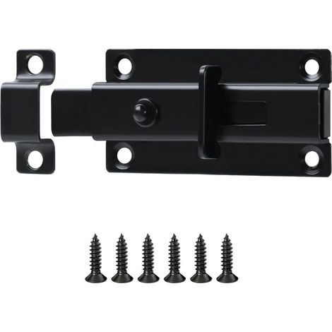 Verrous Loquet Porte Extérieur, 8.6x4.5 CM, Targette Verrou Portail Pratique Durable, Verrou Porte Interieure en Acier Inoxydable, Loquet Porte Coulissante Pour Portes, Fenêtres, Clôtures, Noir