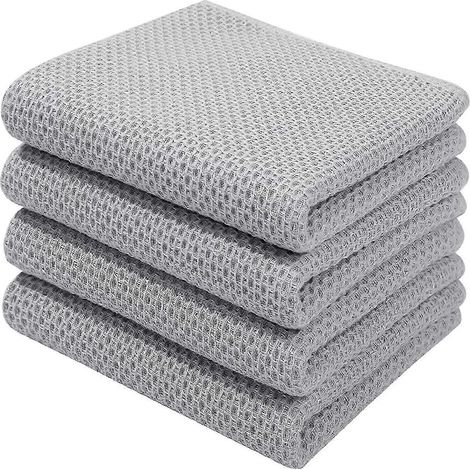 Lot de 6 torchons de cuisine 100% coton éponge, chiffons à vaisselle ultra absorbants avec passant de suspension (1/5)