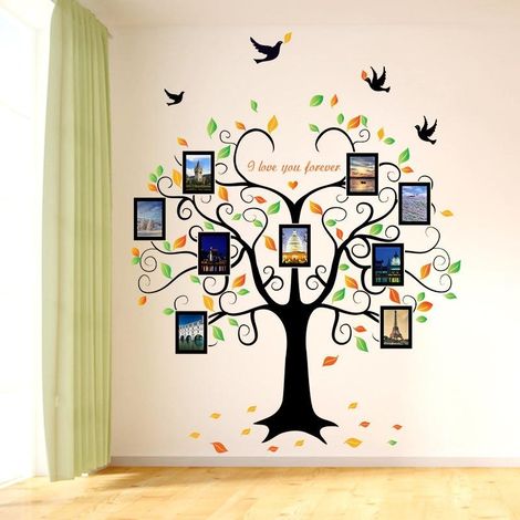 Cadre photo, arbre, stickers muraux, autocollant mural pour salon, papier peint, affiche (1/4)