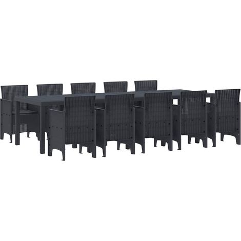 vidaXL Conjunto de Comedor de Jardín 11 pcs Antracita Ratán sintético (1/5)