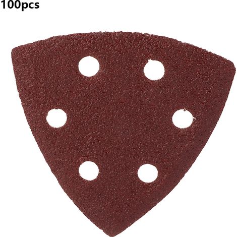 Ortviai Papier abrasif triangulaire en alumine 40 – Lot de 100 pièces, 90 x 90 x 90 mm, 6 trous (1/5)