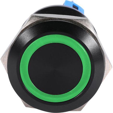 Interrupteur à bouton poussoir verrouillage automatique 22mm 12V-24V étanche LED verte (1/5)