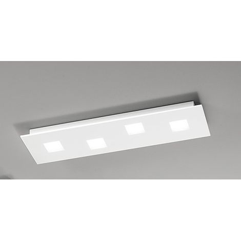 Plafonnier Rectangulaire en Métal Blanc, Design Moderne 4 Lumières GX53, Éclairage Intérieur Élégant et Minimaliste, 70x20 cm - Marque Perenz (1/2)