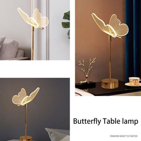1 Lampe de Table LED acrylique papillon, 3 couleurs, luminaire décoratif intérieur salon chambre (1/4)