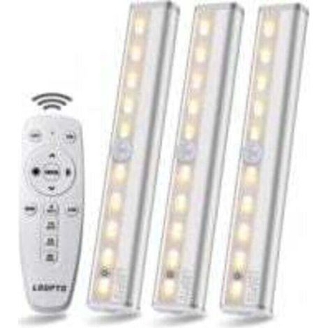 3-pack of wireless LED lights with remote control – for bedrooms, wardrobes, display cases, no wiring required