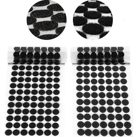 Scratch Autocollant Rond, 504 Paires Pastille Scratch Autocollant Crochets et Boucles, 10mm Noir Double Face Rond Pastille Adhesive Collant Point, pour DIY, Artisanat etc (1/5)