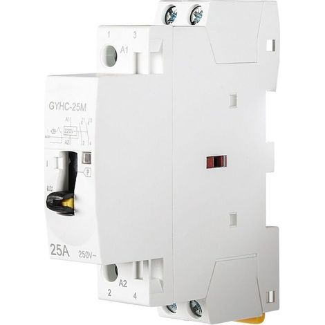 Contattore giorno/notte CA bipolare da 220 V, 25 A, per montaggio su guida DIN, per illuminazione, riscaldamento e ventilazione.
