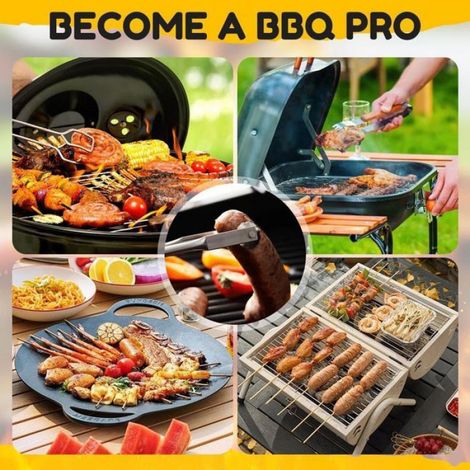 Pince Pivotante - Barbecue Acier Inoxydable - Pour Saucisses Steak Bacon Légumes - 39,5 cm (1/5)