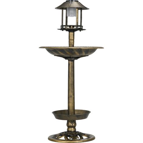 Bain d'oiseaux nichoir mangeoire 2 plateaux vintage bronze 50x50x110 cm (1/5)