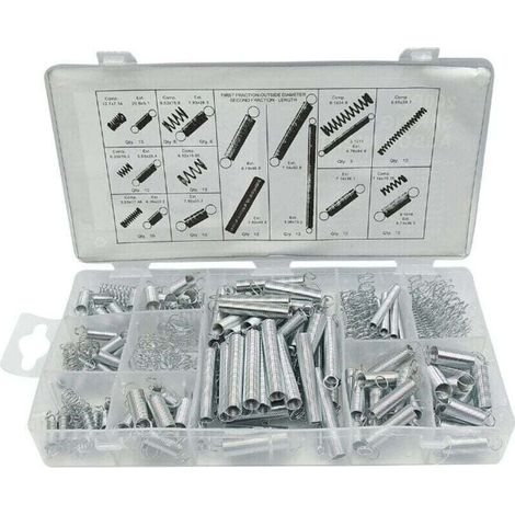Ressort de Compression et Rallonge, Assortiment en Acier en Métal de Traction, Tension Pression et Goupilles Ressorts avec Boîte de Rangement - 200 Pcs (1/4)