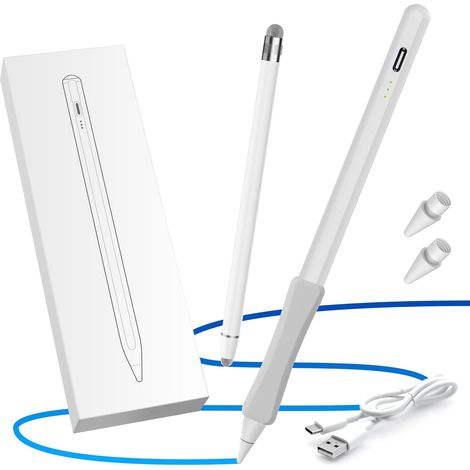 Lot de 2 stylets à dessin incliné et rejet de paume compatibles avec Apple iPad 6/7/8/9/10, Mini 5/6, Air 3/4/5, Pro 11"/12,9", M4/M2, stylet tactile universel, poignée de crayon et embouts de (1/5)
