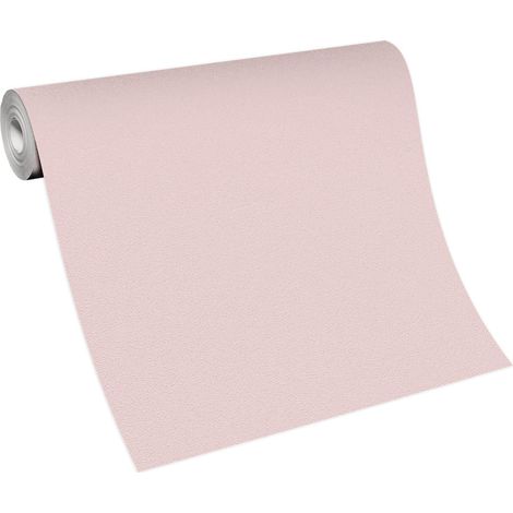 Papier peint rose poudré chambre bébé | Tapisserie rose chambre fille unie | Papier peint uni intissé idéal chambre fille (1/5)