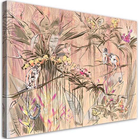 Tableau déco Singes dans la jungle 90x60 (1/5)
