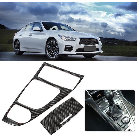 pièces Carbone Fibre Panneau Levier Vitesse Couvercle Garniture Compatible Infiniti Q50/Q60 2013-2019 (1/5)
