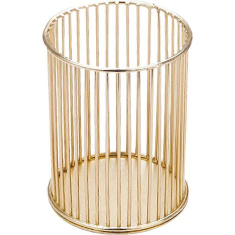 Pot à crayons de bureau en fer forgé, pot à pinceaux de maquillage, porte-stylos de style nordique-10x8cm-Golden