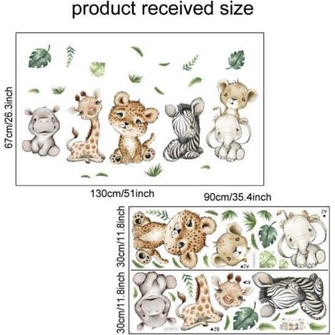 Stickers Muraux enfants Éléphant guépard enfants chambre décor fond d'écran Stickers Chambre Bebe Pépinière Salon decoration (1/4)