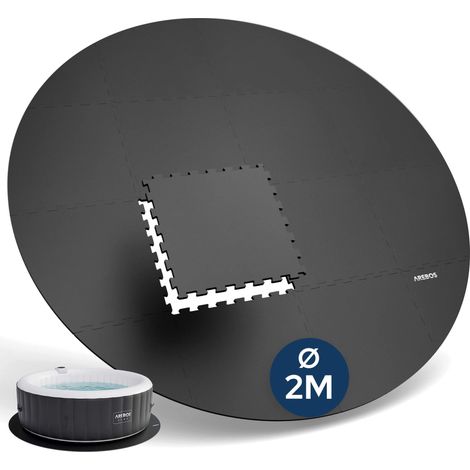 Tapis de protection rond Ø 200 cm pour piscine et spa, puzzle EVA antidérapant 16 pièces (1/5)