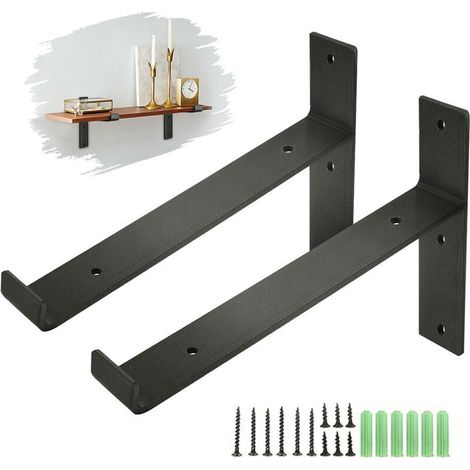 2er Set Wandregalträger L.220mm 35mm Stärke Regalträger Stahl schwarz (1/4)