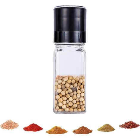 Pfeffermühle, Gewürzmühle, manuelle Pfeffermühle, Pfeffer- und Salzmühle, Salz- und Pfeffermühle, Mühle mit einstellbarem Mahlgrad, für Salz, Pfeffer, Kreuzkümmel, 120 ml (1/5)