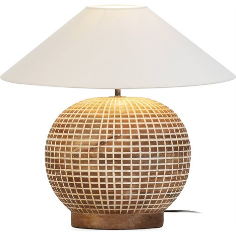 Lampe de table en bois blanc lavé - blanc lavage (1/2)
