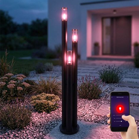 Wegeleuchten Außen Edelstahl Außenlampe Standleuchte Gartenleuchte schwarz, Kupfer rauchfarben, App-Steuerung, 3x Smart RGB LED 10W 806Lm, DxH 28 x 170 cm (1/5)