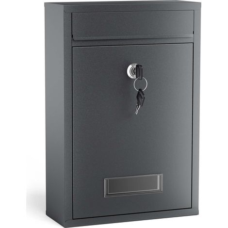 Wiltec Cassetta postale singola V2, verniciatura a polvere antracite, con vetrino portanome