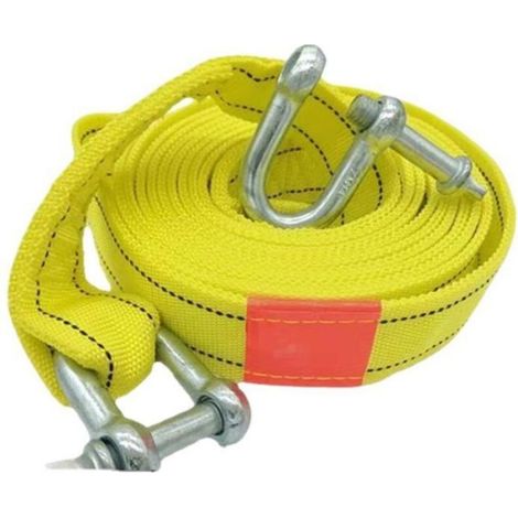 Sangle de remorquage haute résistance avec deux crochets de sécurité en D pour treuil, capacité de 5 tonnes et longueur de 5 m (1/5)
