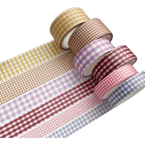 6 rouleaux ruban adhésif décoratif, papier washi, surface pastel, résistant, facile à retirer sans résidus, pour journaling et loisirs créatifs (1/5)