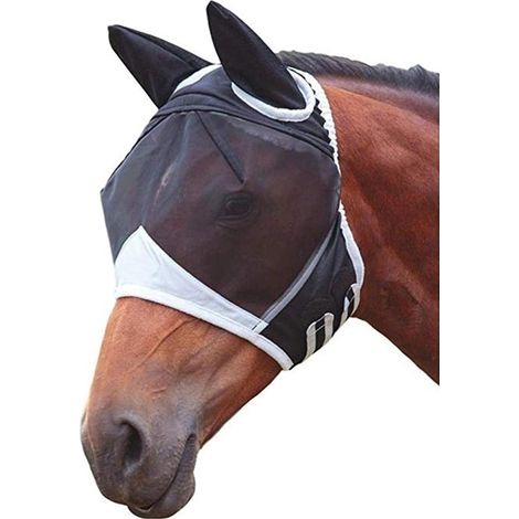 Masque Anti-Insecte Cheval - Respirant Avec Oreilles - Protection Visage Yeux UV - Taille S
