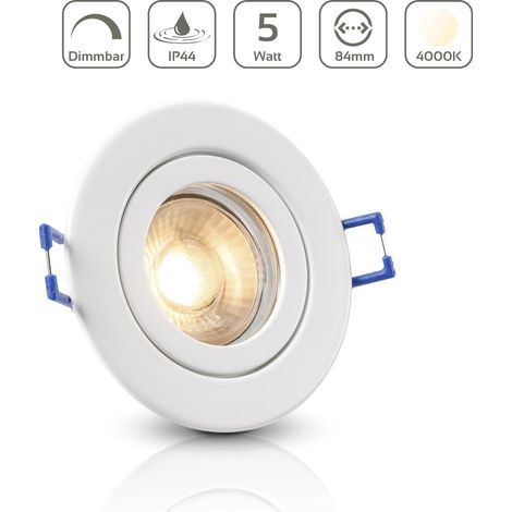 Einbauspot IP44 rund starr - Farbe: weiß - LED Leuchtmittel: GU10 5W neutralweiß dimmbar