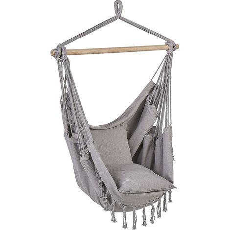 Sedia amaca sospesa Poltrona dondolo stile boho brasiliano grigio chiaro Bonea