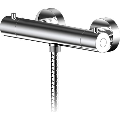 Balterley Enville Contemporary Wall Mounted Round Thermostatic Bar Valve with Bottom Outlet - Polished Chrome Finish