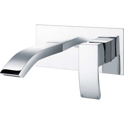 SC Series Wall Mounted Basin Mixer Tap Chrome Square Waterfall Spout Lever (1/2)